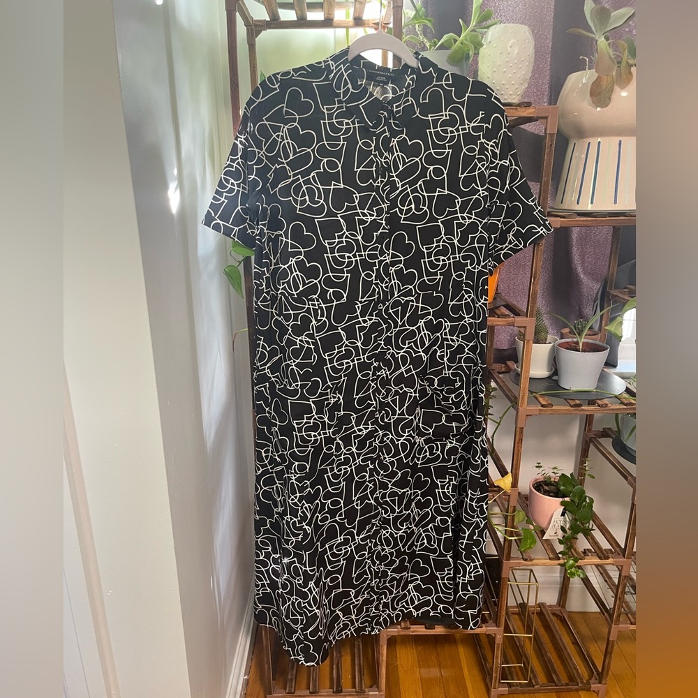 ASOS Black and White Abstract Midi Dress